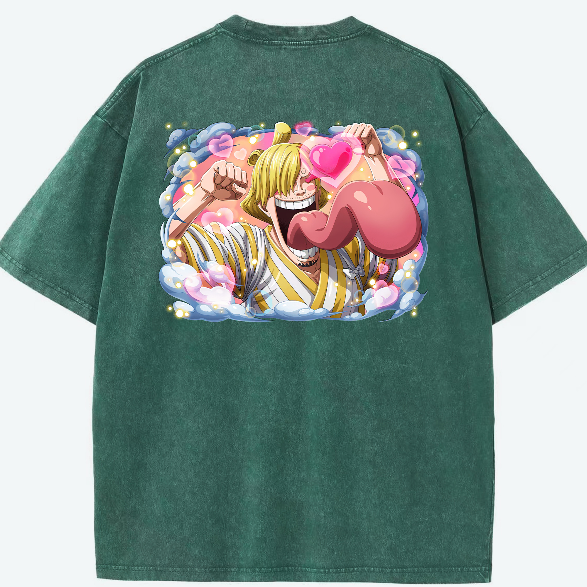 ワンピース サンジ ONE PIECE Sanji 綿100% ヴィンテージ風 半袖Tシャツ（背面プリント）